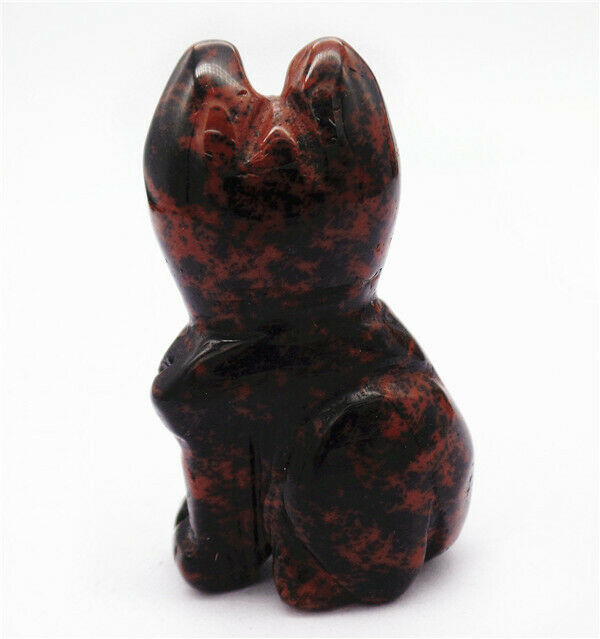48x29x19mm Natural Mahogany Obsidian Carved Cat Decoration Statue Decor HH7968