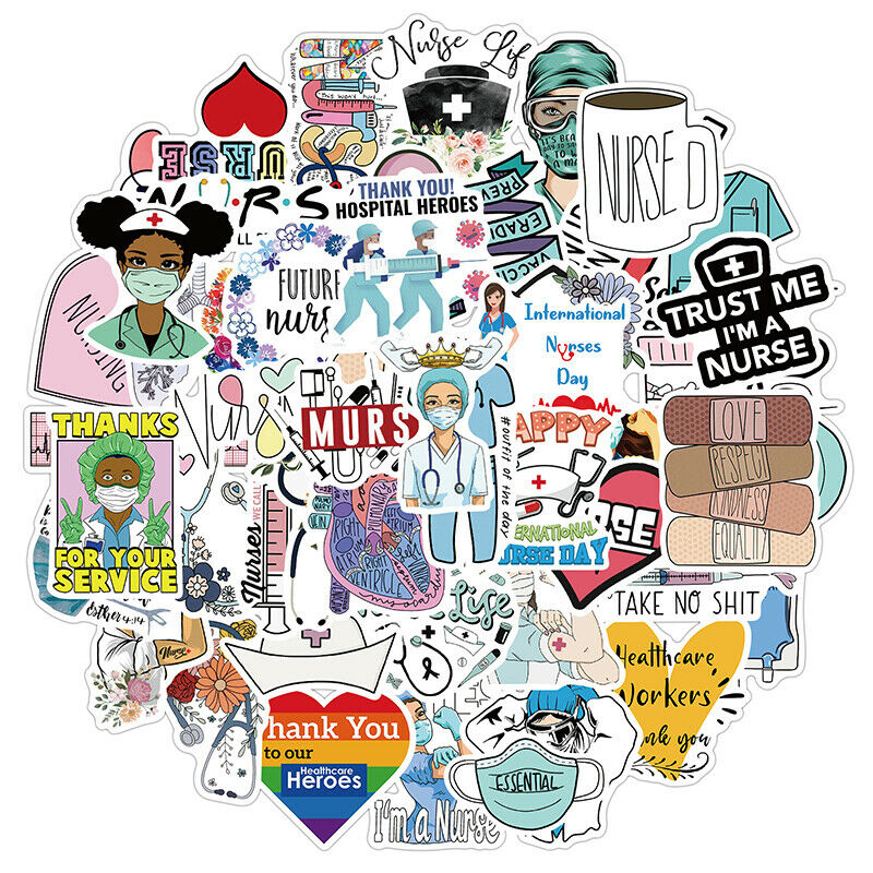 50Pcs Doctors Nursing Nurse Cute Angel Graffiti Stickers Luggage Laptop De Lt
