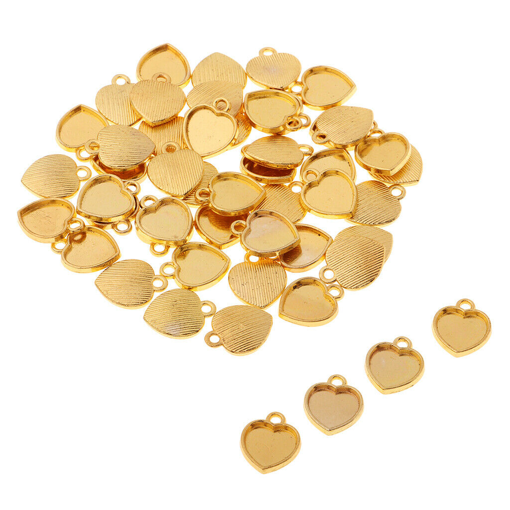 50x Blank Cabochon Trays Charms Bezel Base Pendants Settings Necklace Base