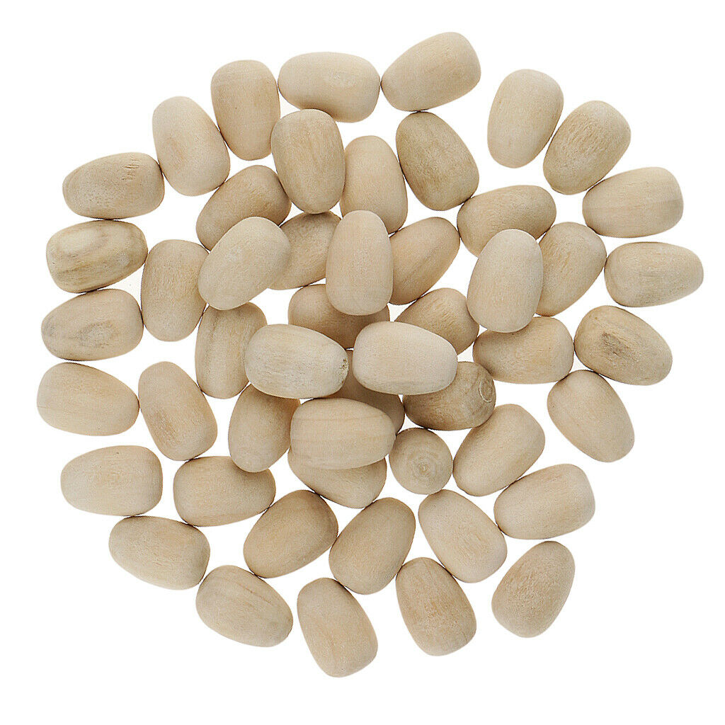 50 Pieces of Unpainted Wooden Eggs 16x12mm - for Easter, Crafts, And