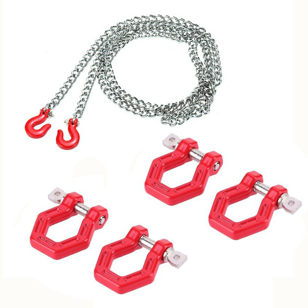 Metal Chain Pull Chain With Tow Hook Tow Rope For 1/10 RC Rock Crawler Accessory