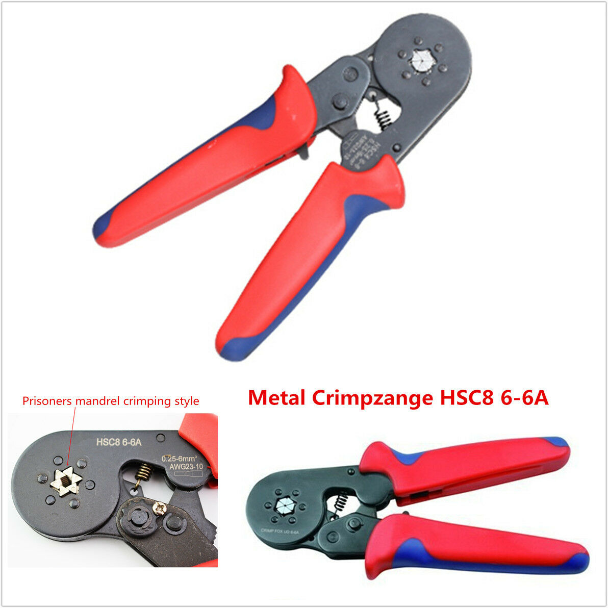 HSC8 6-6A Self Adjusting Ratcheting Crimper Plier Ferrules 0.25-6.0mm² AWG 23-10