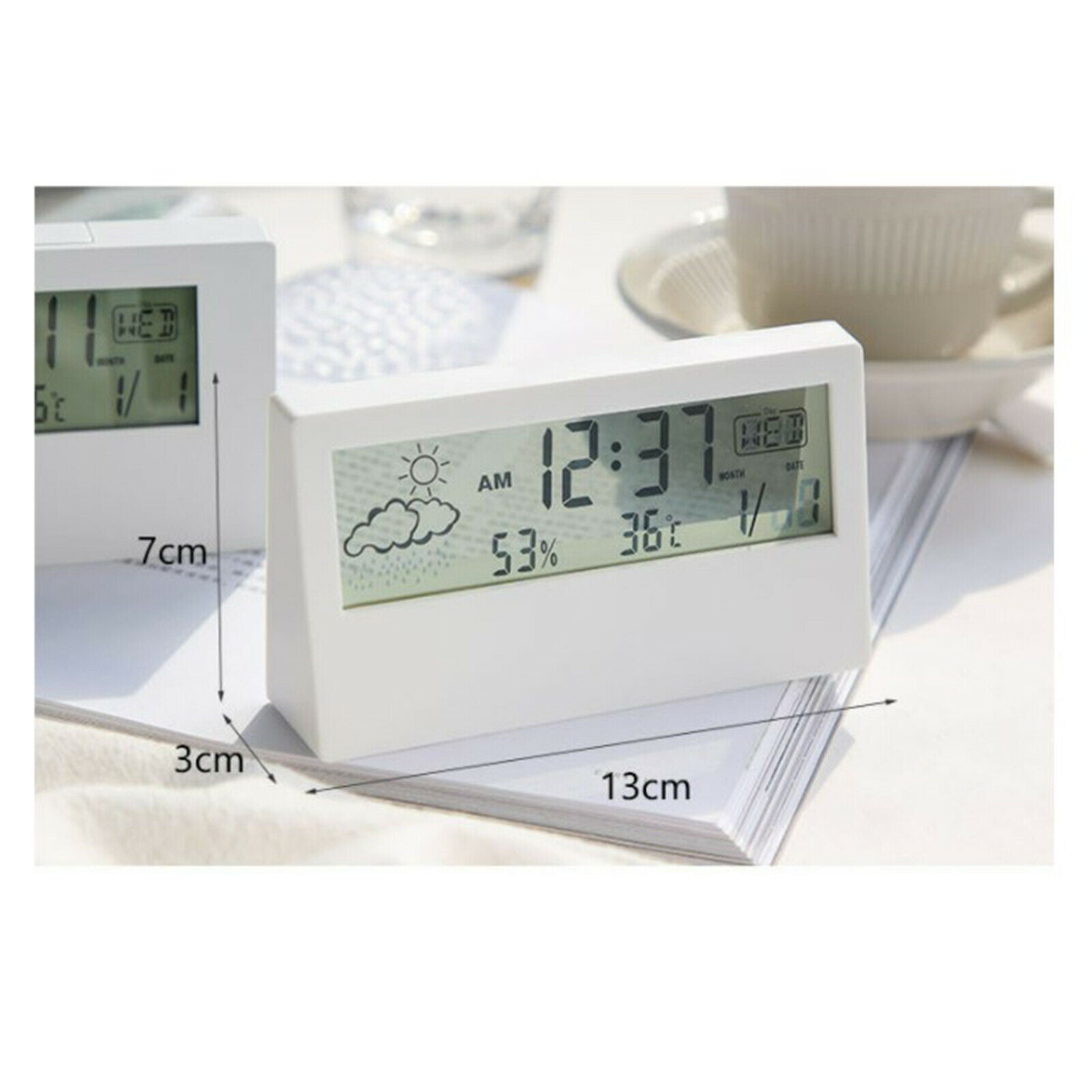 Compact Digital Clock Thermometer Alarm Clock Battery Operated for Home