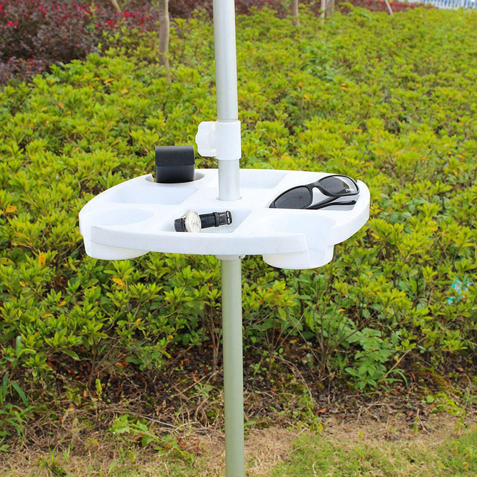 Plastic Beach Umbrella Table Tray with Hanging Hook for Beach Patio Garden