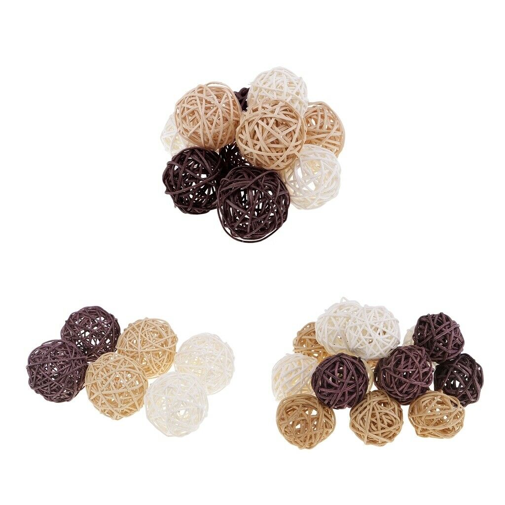 15pcs 3cm Rattan Wicker Balls for Home Decorations, Vase Fillers, Bird Toys