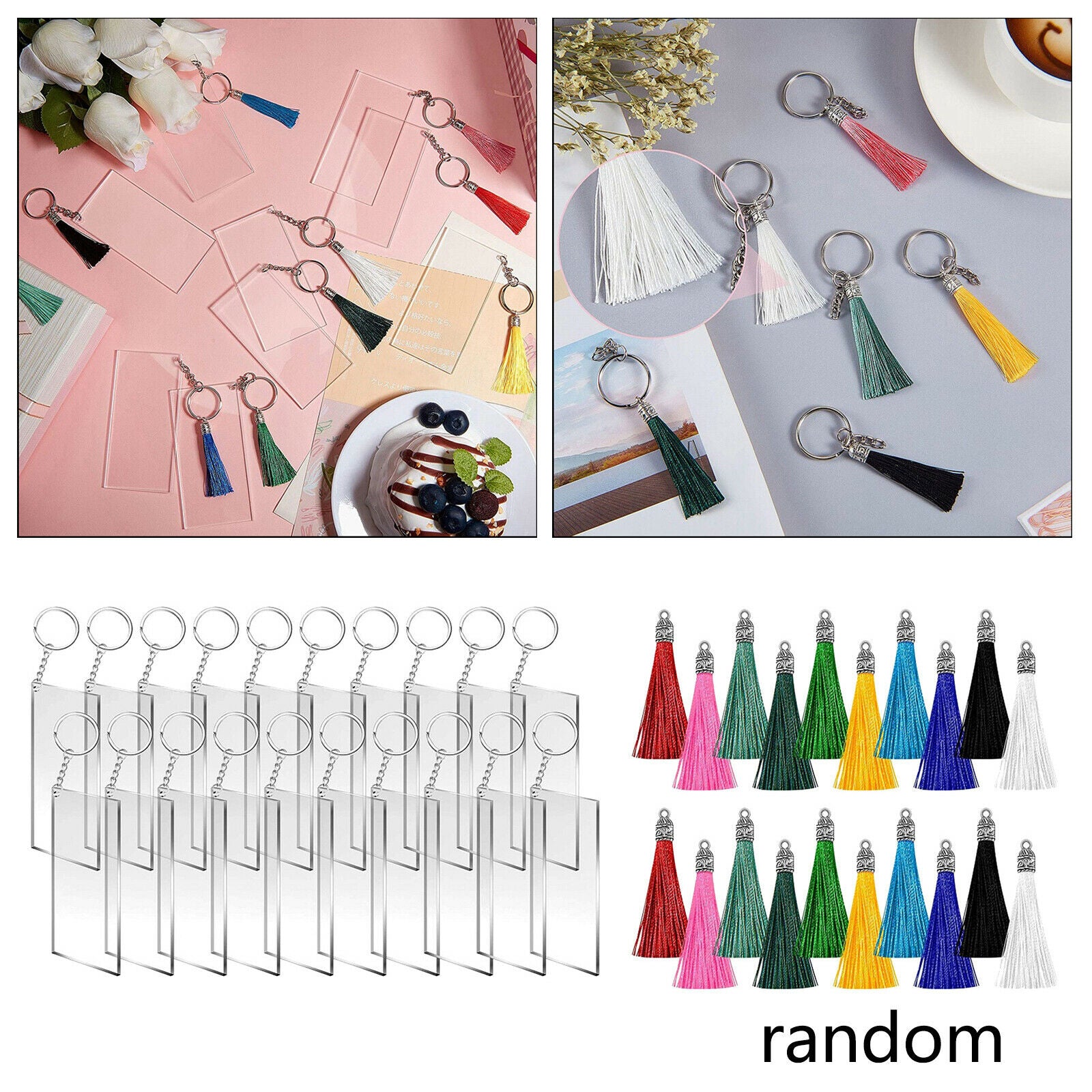 58mm Tassels Blanks Set Bulk w/ Rings for Vinyl DIY Jewelry Making Supplies