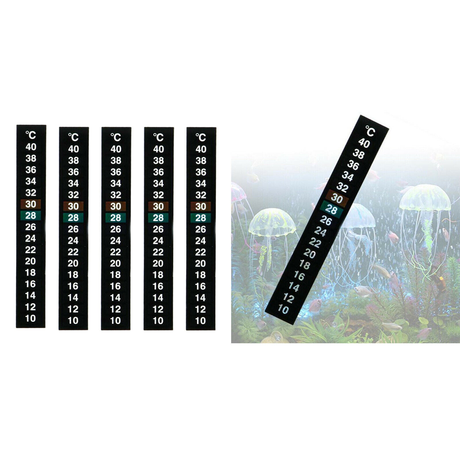 5pcs Thermometer Strip, Adhesive Strip Thermometer, Aquarium Thermometer
