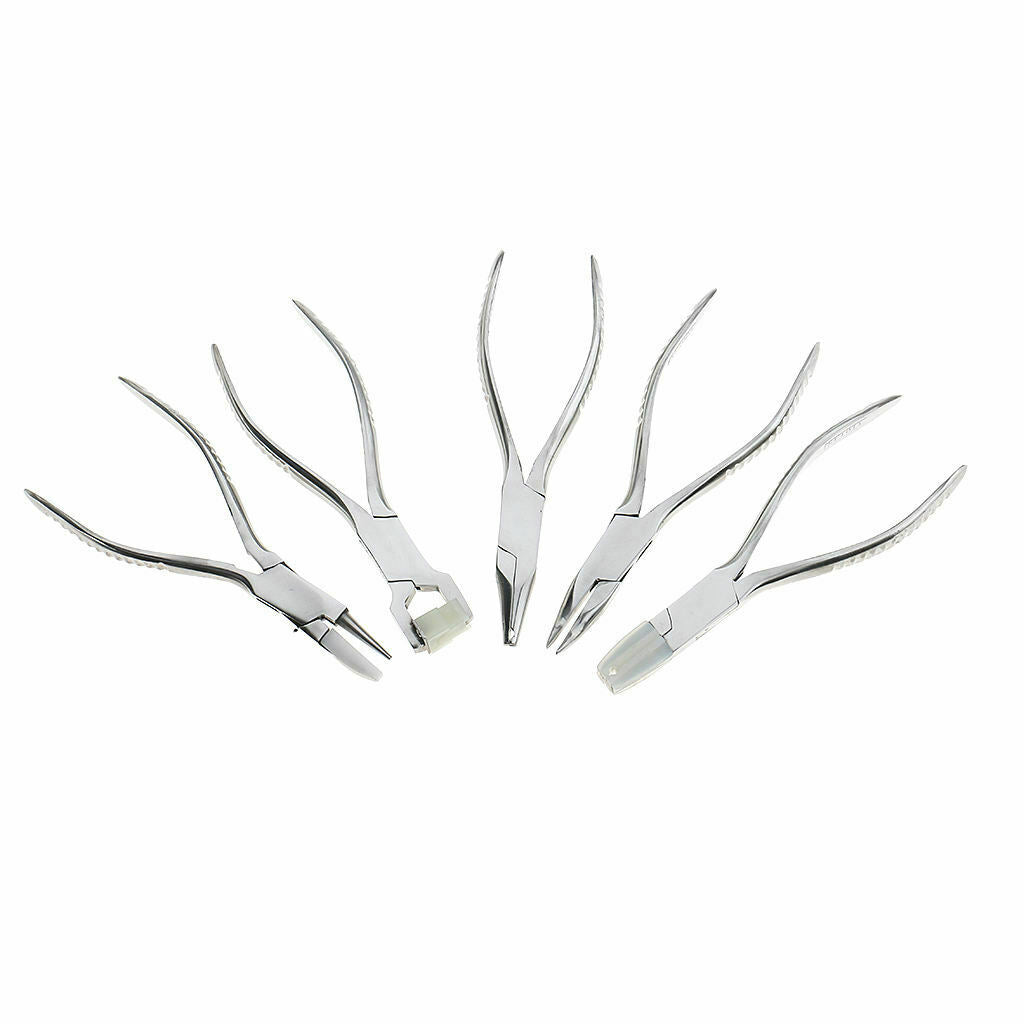5 Pieces Optician's Pliers Steel Eyeglass Repair Pliers + Pouch