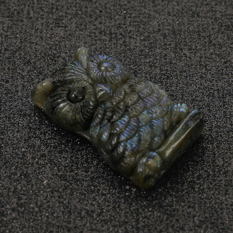 Natural Labradorite Stone Quartz Crystal Hand Carved Owl Labradorite StoneB Tt