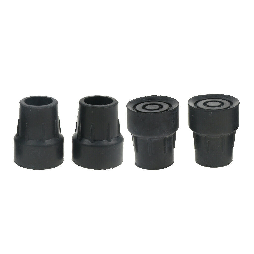 4x 25mm Black Trekking Hiking Pole Rubber Tips Feet Cover End Caps Protector