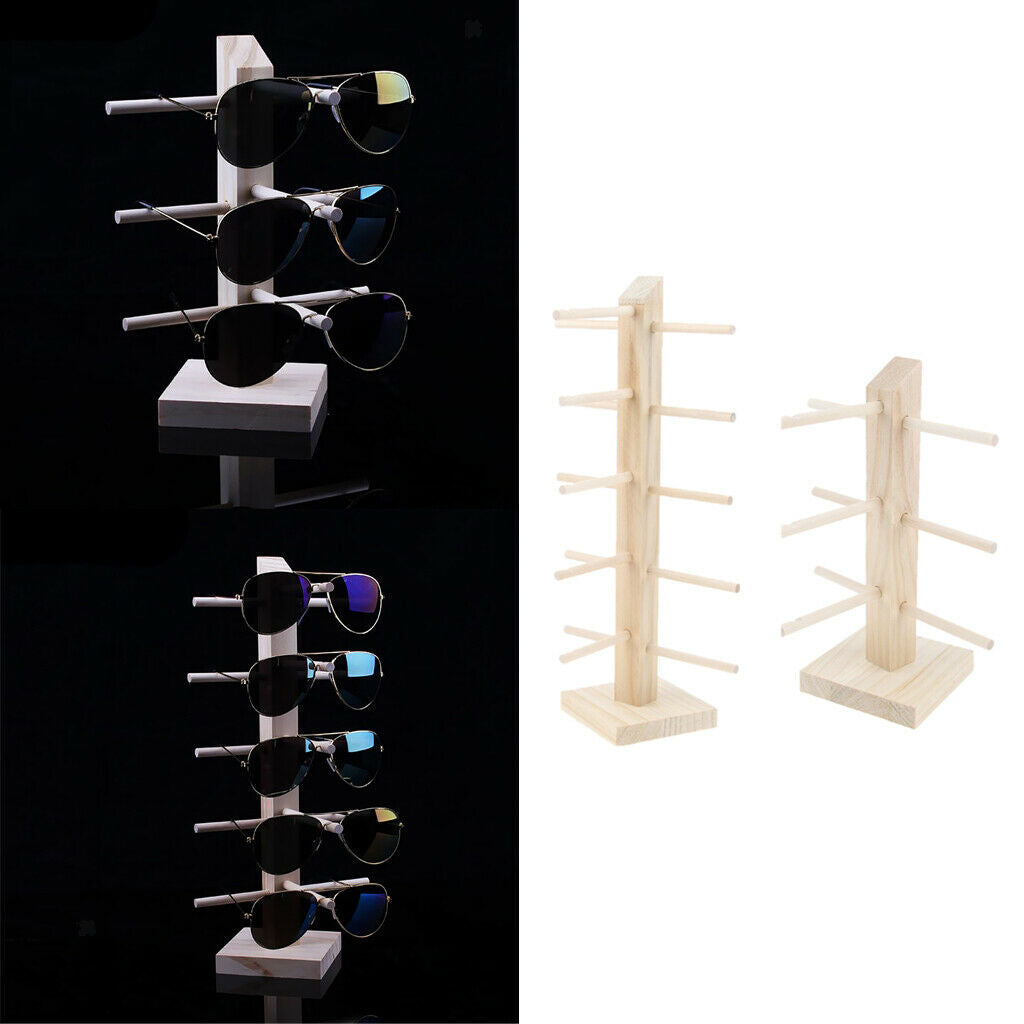 2X Wooden Glasses Display Rack Case Sunglass Organizer Shelf for Glasses Store