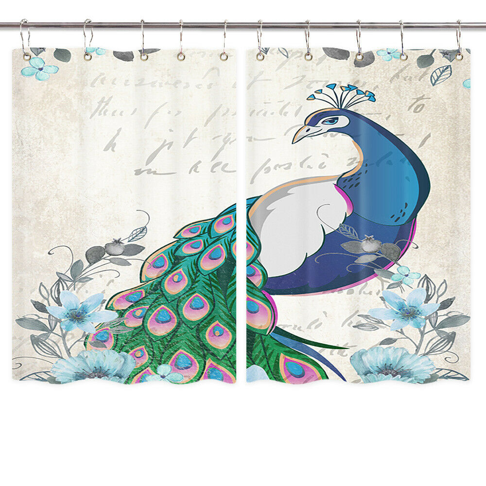 Birds Peacock Window Treatments for Kitchen Curtains Set Window Curtains 55x39''