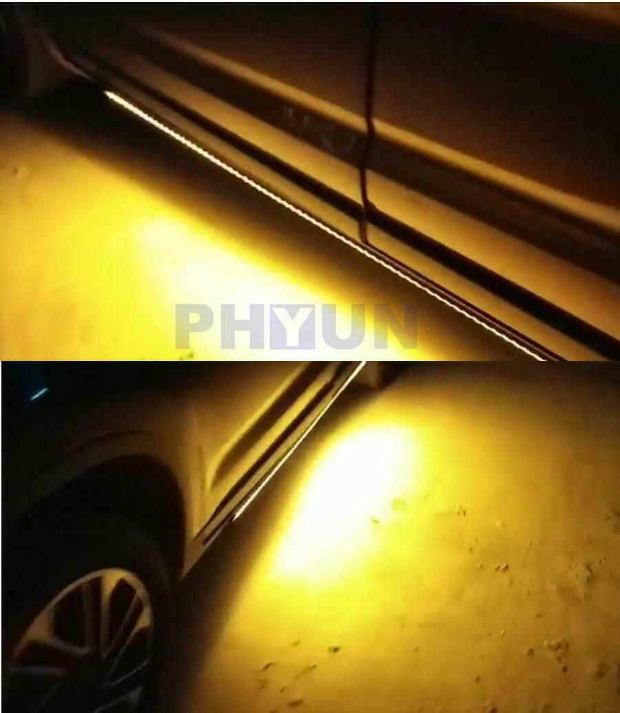 2pcs 48" Car Running Board Side Step LED Light White/Amber Turn Signal DRL Strip