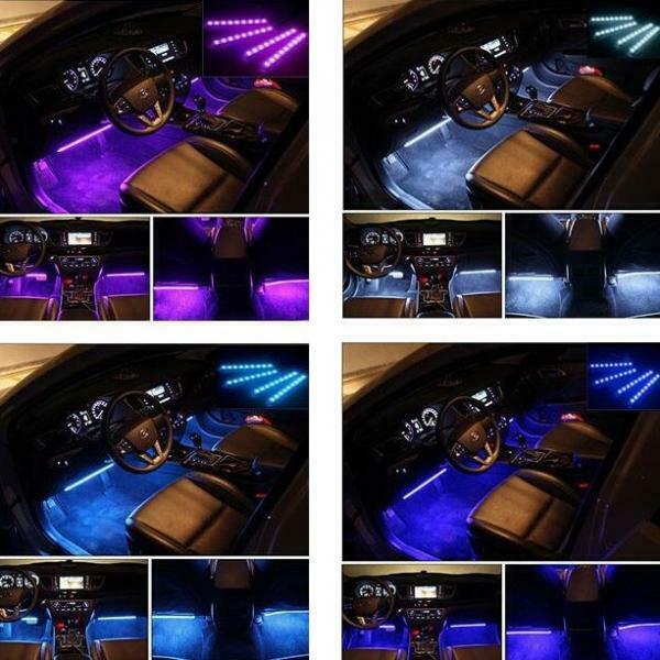 Car LED Strip Light Multicolor Music Car Interior Lights 4LED In 1,Rainproof
