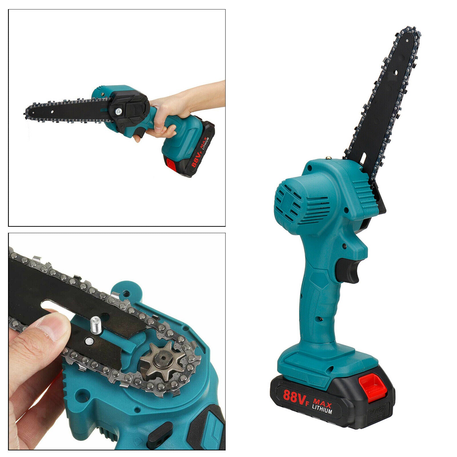 Handheld 6'' Electric Chain Saw Cordless Chain Wood Handy Saw Woodworking