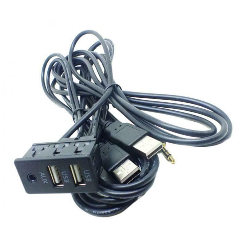 1.5Meter Car Vehicle Universal AUX 2 USB Audio Dashboard Mounted Extension Cable