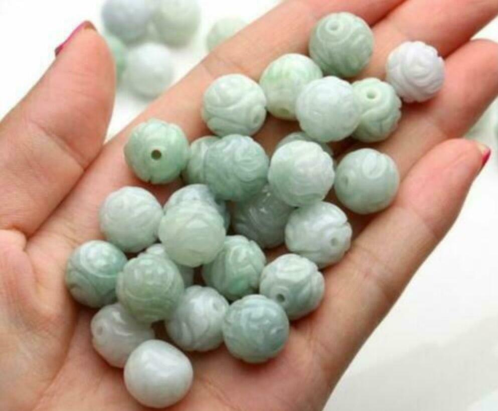 Wholesale 50pcs A goods 14mm Natural Jade Jadeite Carved Loose Beads