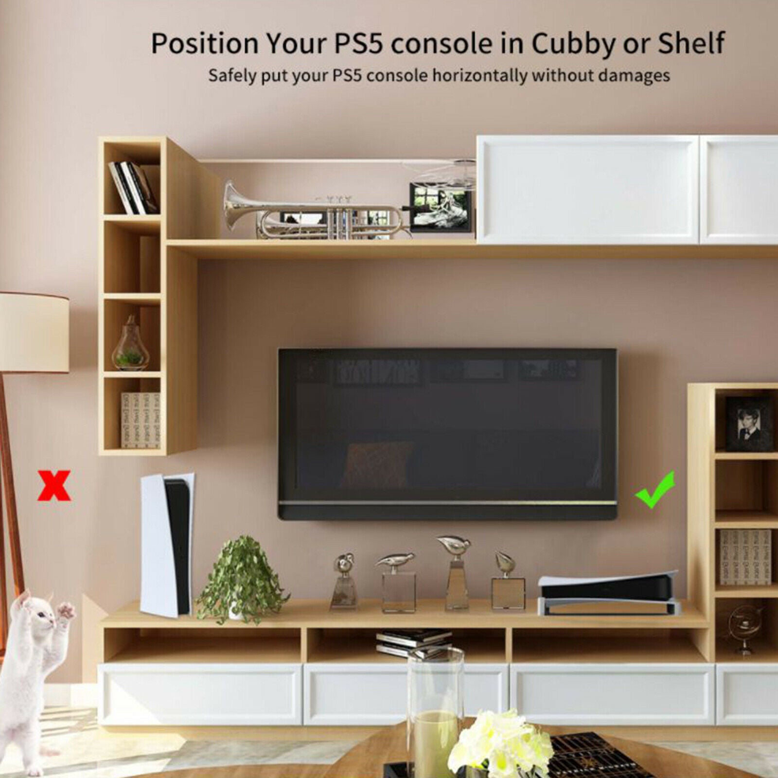 2x Horizontal Display Stand Stable Cooling Durable Storage Base for PS5