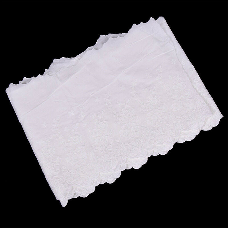 3Yards White Lace Cotton Embroidered Trim Fabric DIY Decor Crafts Sewing Dress