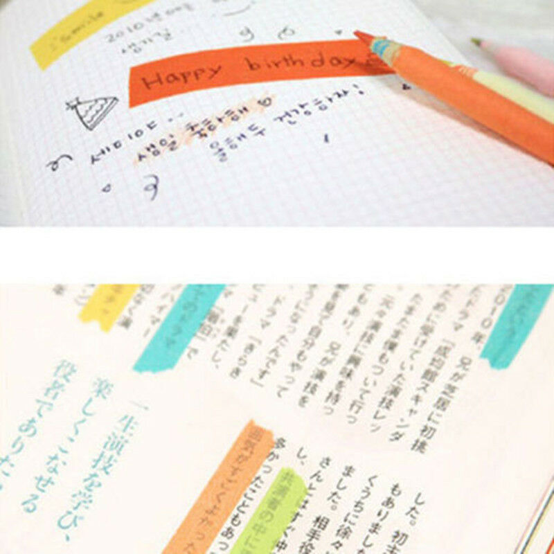 10x Rainbow Washi Sticky Paper Masking Adhesive Decorative Tape Scrapbooking DIY