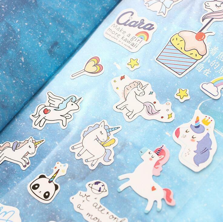 3 sheet Creative Cartoon unicorn Stickers decoration Plan diary Album Stickers