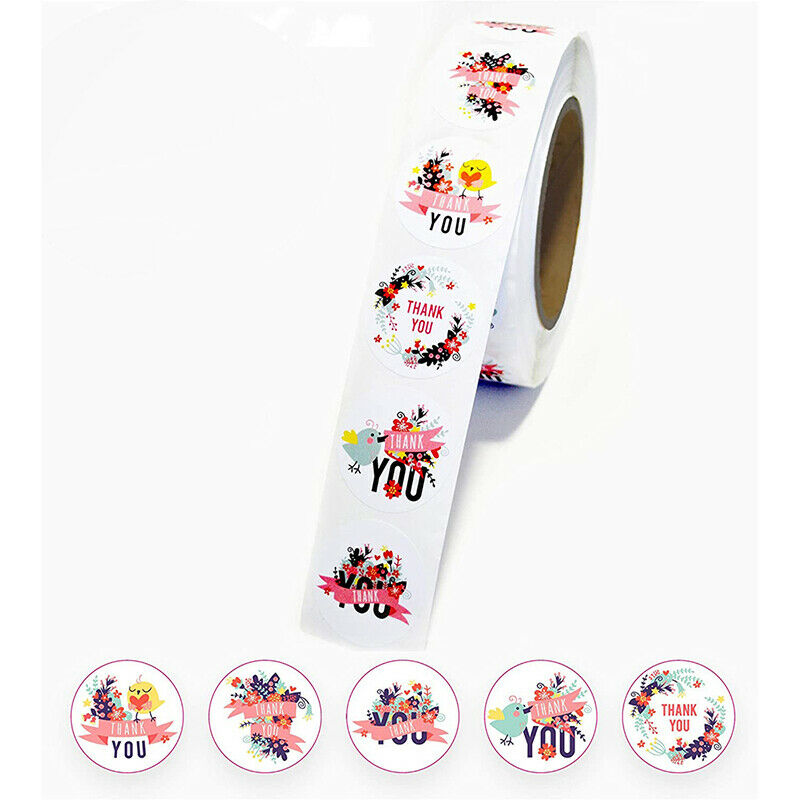 500pcs/roll floral thank you stickers scrapbooking for package seal lab.l8