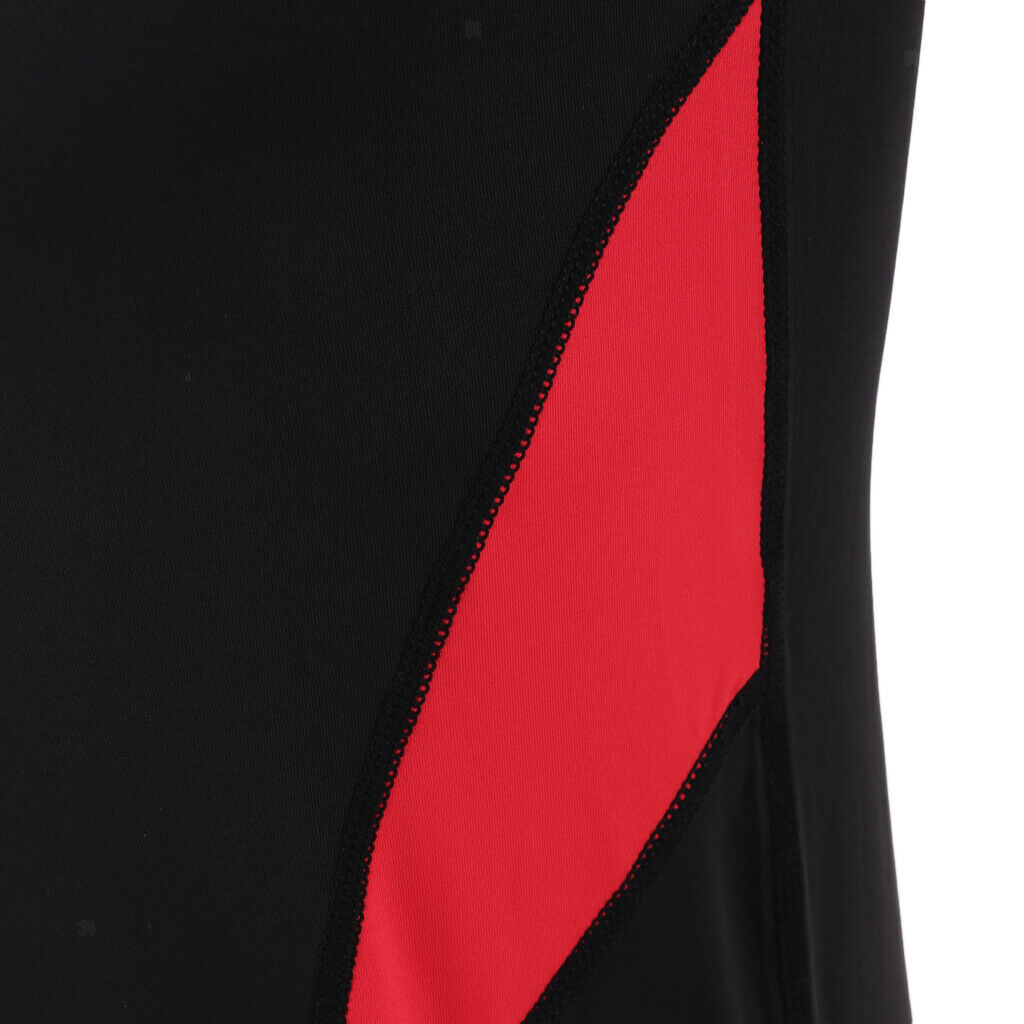 Quick Dry Gym Sleeveess Compression Shirt Sports Top T-shirt Black Red L