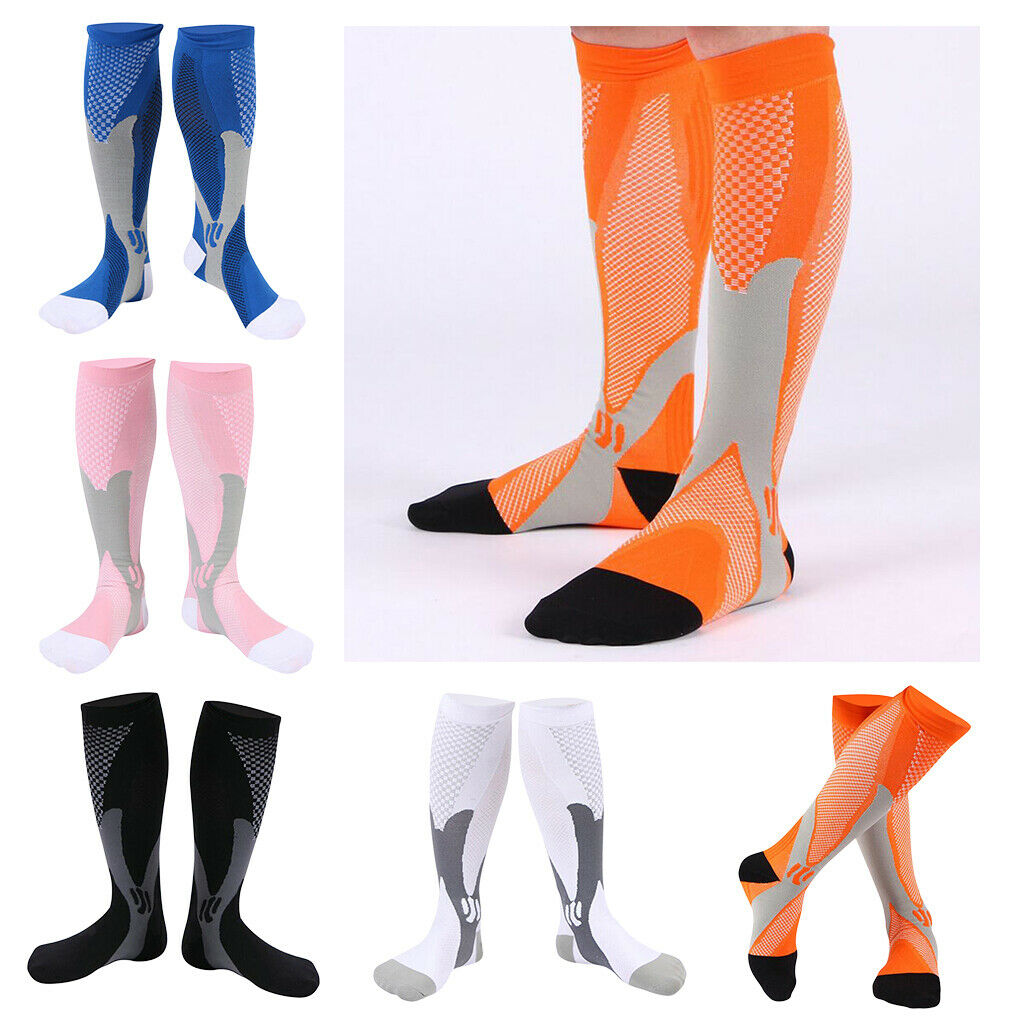 5Pairs Sports Compression Socks Anti Fatigue Anti Sweat Knee High Stockings