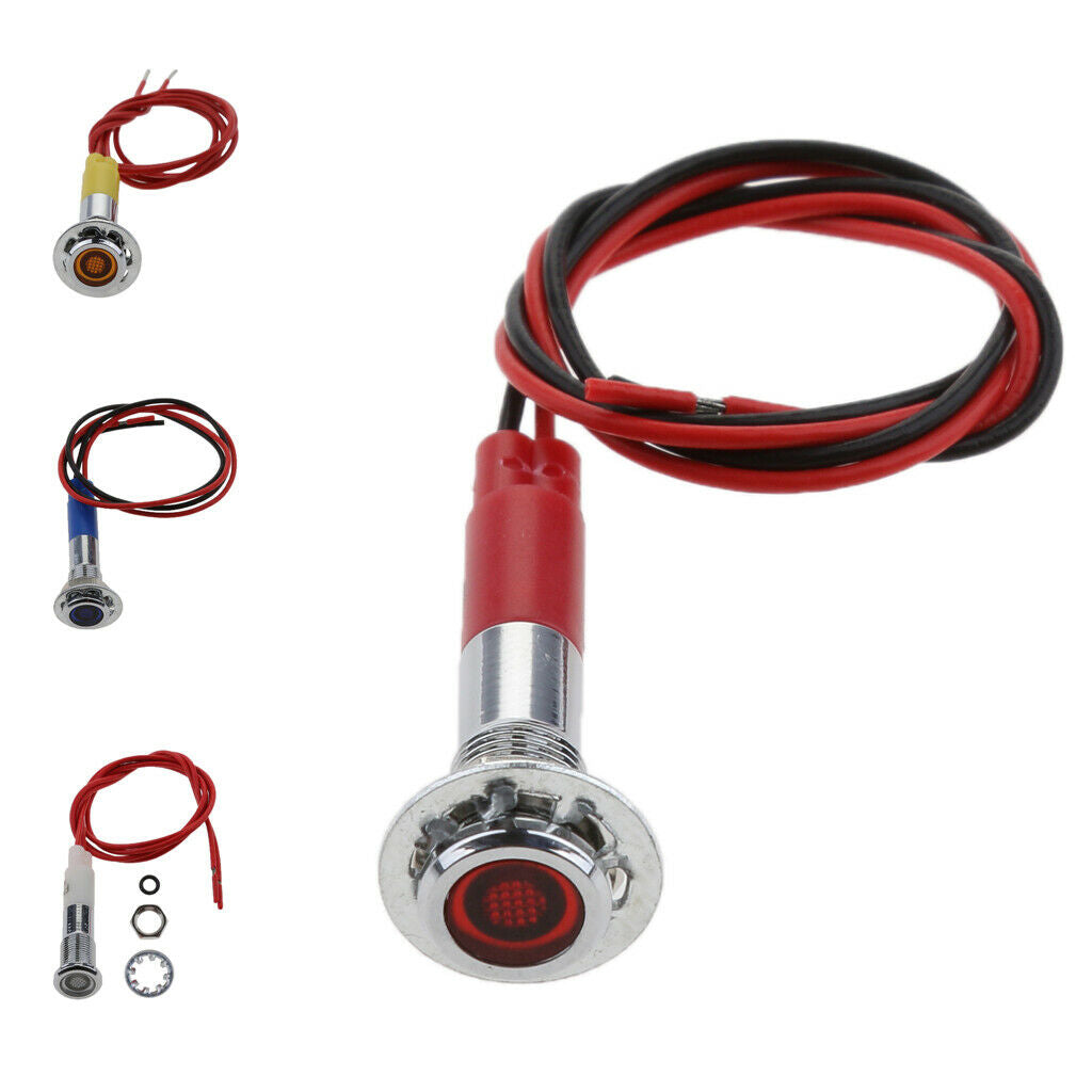 12V 6mm Boat Car Bulb With LED Light Indicator Wire, 4pcs