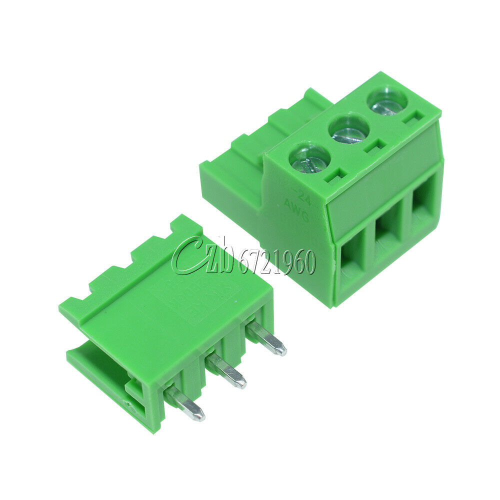 10Pcs KF2EDGK KF-3P Right Angle Plug-in Terminal Connector 5.08mm Pitch