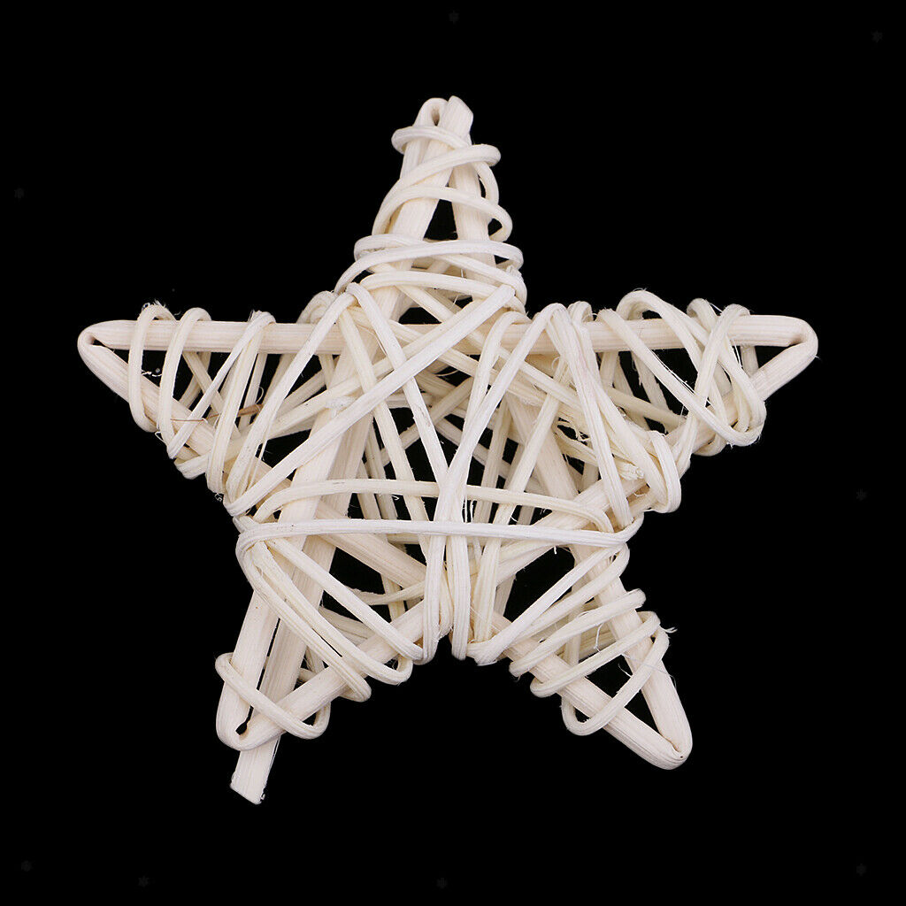 10pcs 7cm White Star Rattan Wicker Ball Christmas Tree Ornament Decorations