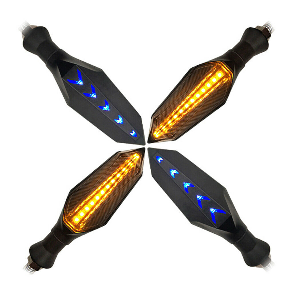 1 Pair Dual Color LED Motorcycle Turn Signal Lights Amber Flashing Turning