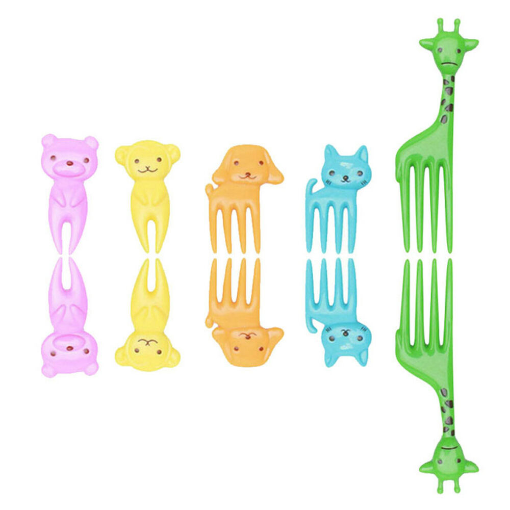 10PCS Mini Kids' Animal Food Fruit Picks Forks Lunch Box Accessory Decor Tool