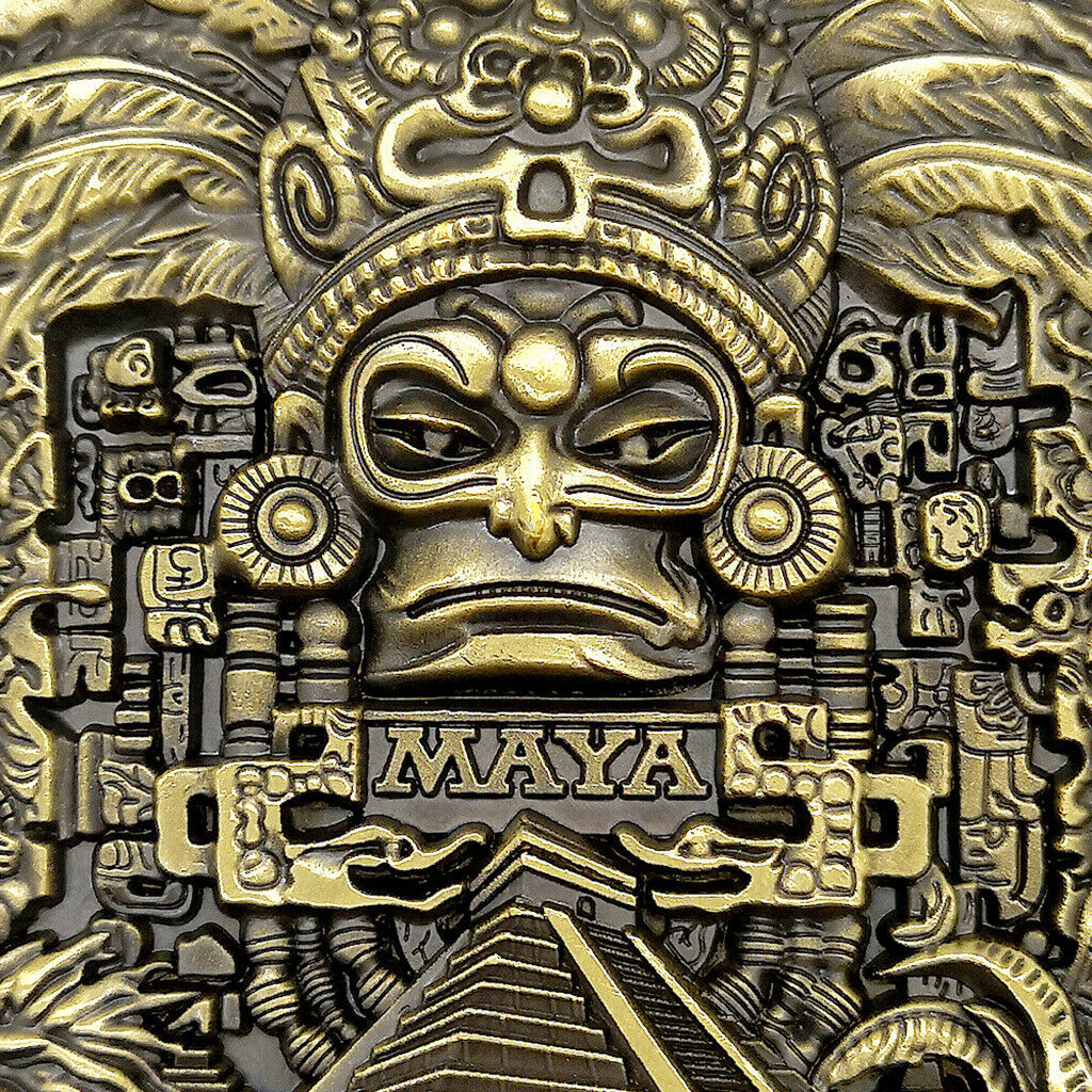 80mm Dia Mayan Aztec Calendar Prophecy Green Bronze Coin Medallion Art Gift
