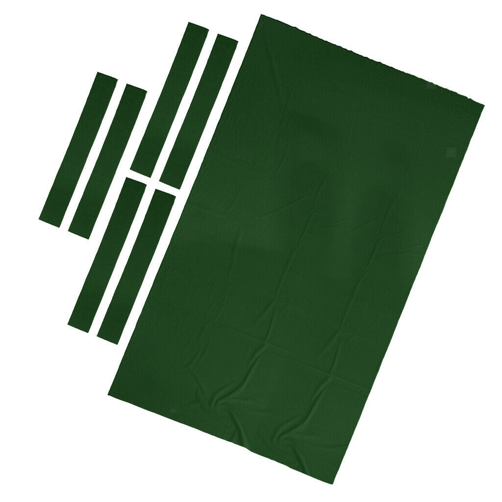 9ft Worsted Pool Table Cloth Billiard Felt with Cushion Rail Bars Green