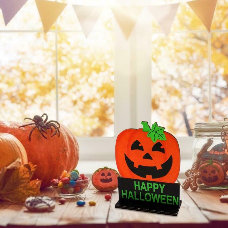 Happy Halloween Pumpkin Wooden Desktop Ornaments Creative Decor for Home Indoor