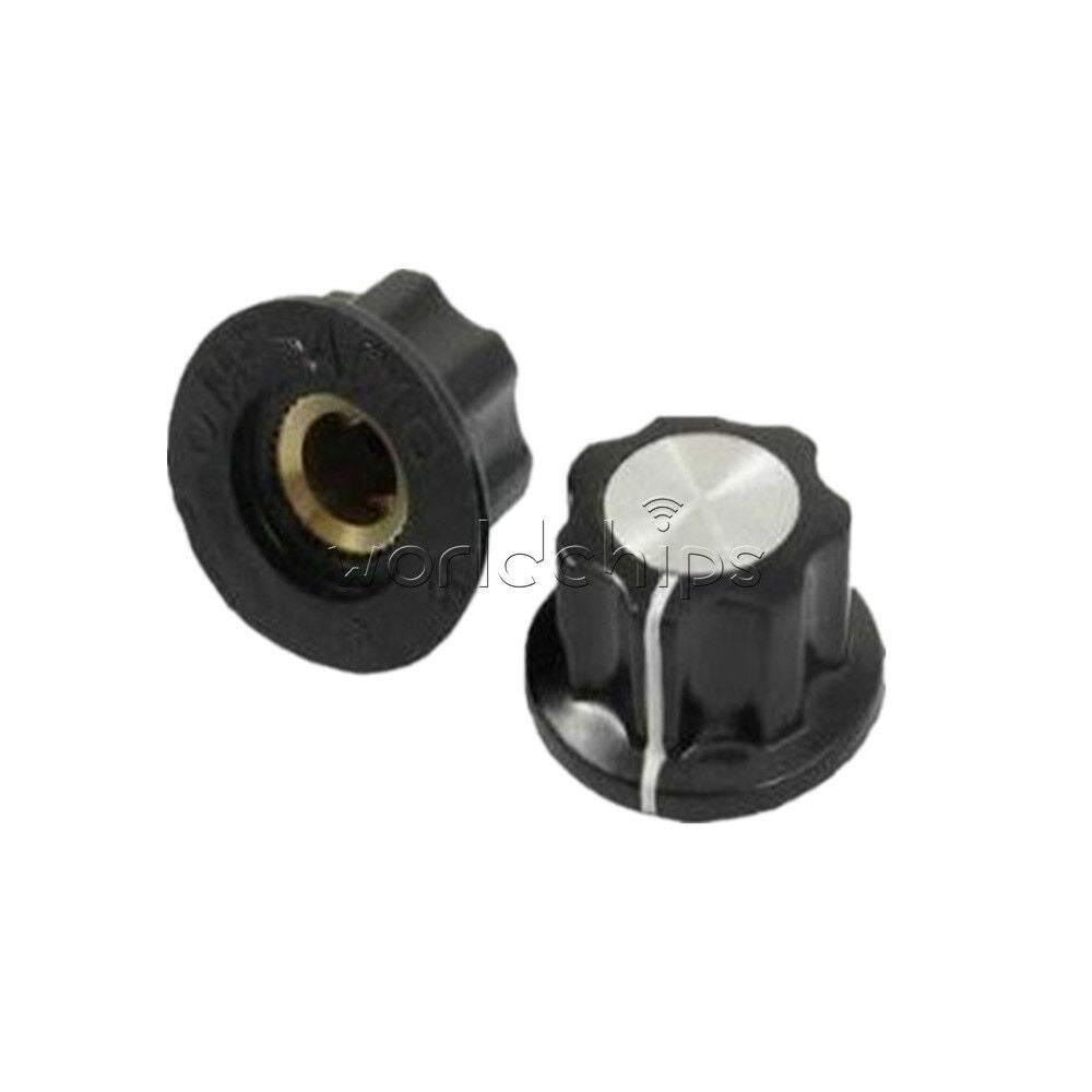 20PCS Adjustable Turn 16mm Top 6mm Shaft Insert Dia Potentiometer Rotary Knobs