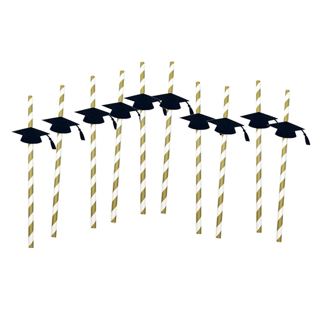 10 Pieces Dr.   Glitter Striped Straw Graduation Party Cheers Decoration