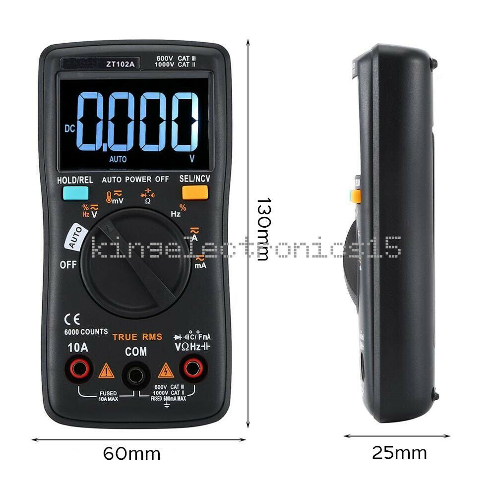 Digital Multimeter TRMS AC/DC Voltage Current Temp Diode Ohm Frequency Tester