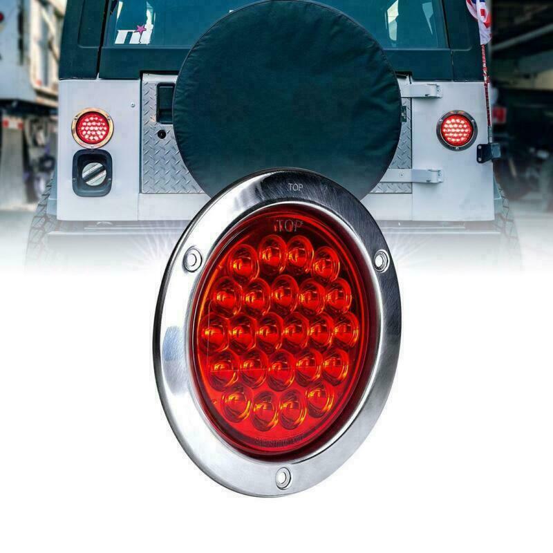 4" 24 LED Reverse Lights Round Stop Turn Tail Backup Truck Lamps 4x Red+2x White