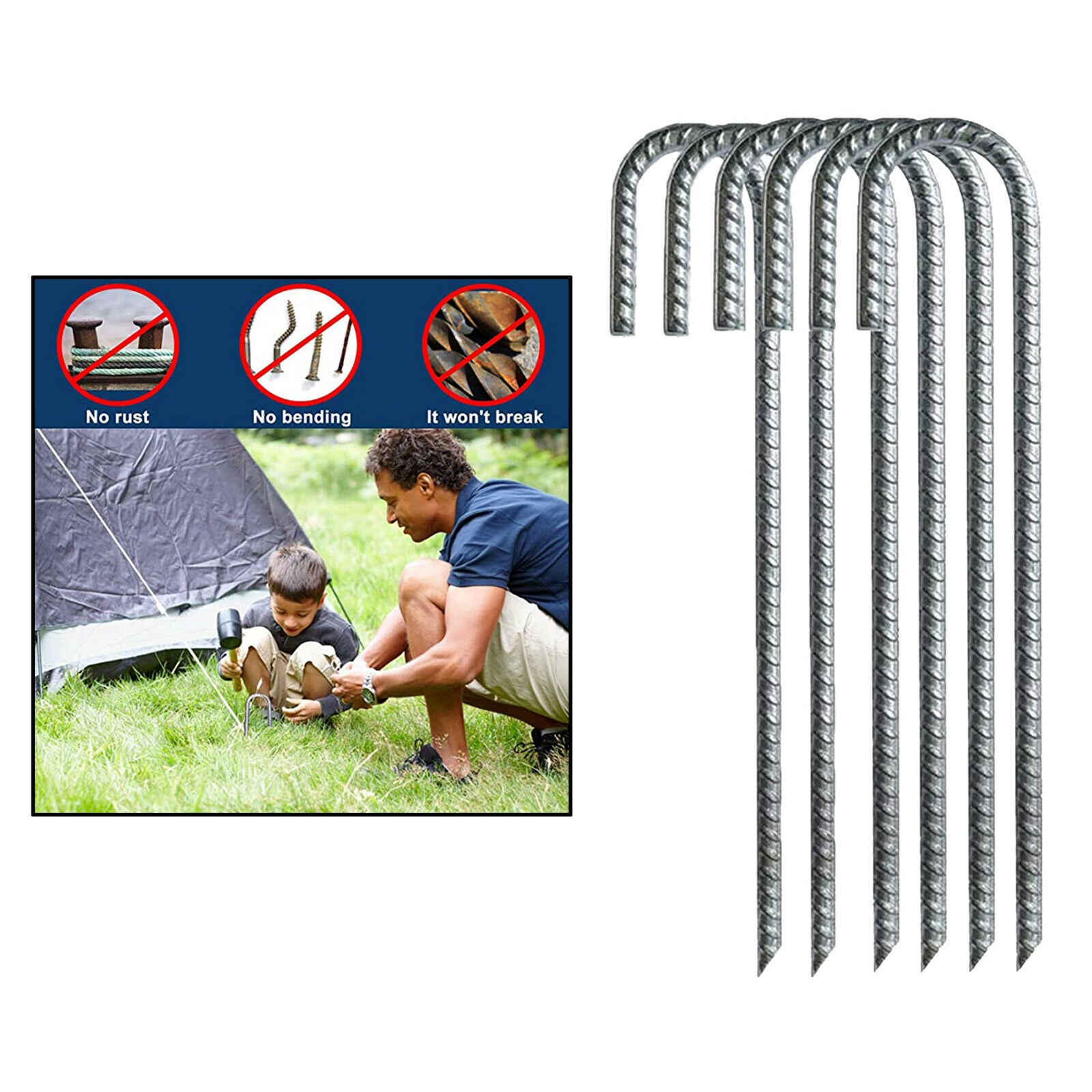 Ground Stakes Curved Tent Pegs Trampoline Wind Anchors Bouncy Camping Tents
