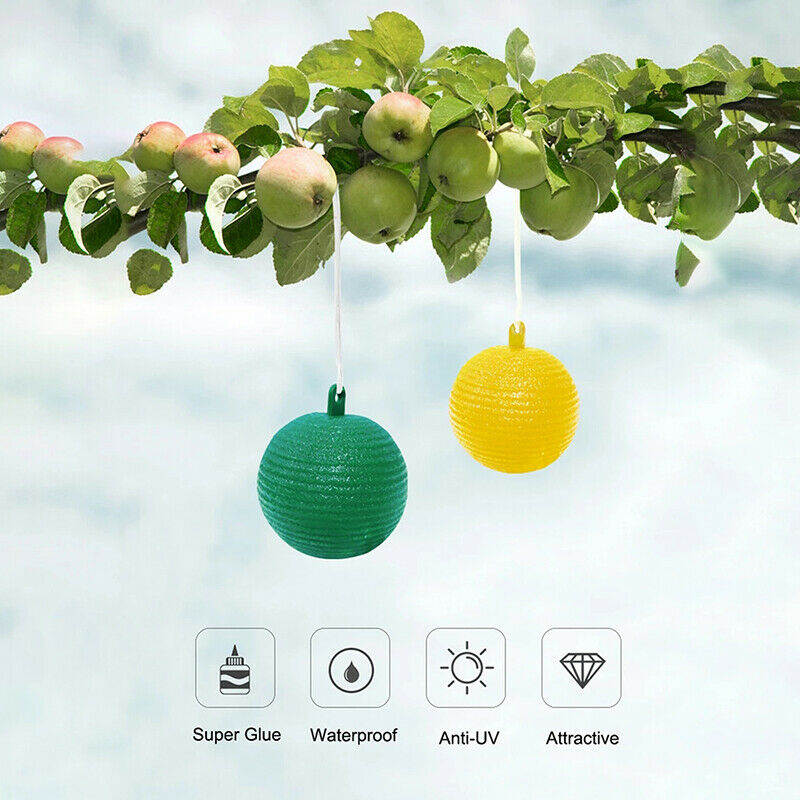 Hanging Ball Fruit Fly Catcher Sticky Trap Disposable Wasp Bee Yellow Jacket