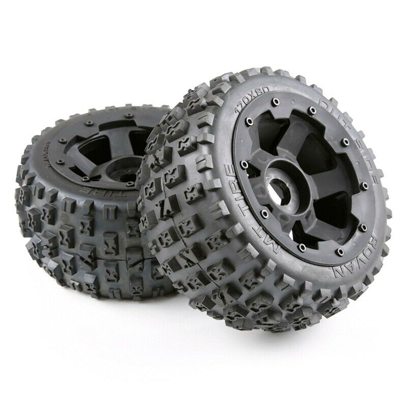 Tyres and Wheel Hub Set for 1/5 Hpi Km Baja 5B Rc Car Parts- Rear 170X80 W9K7