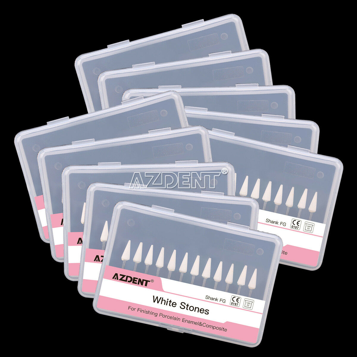10 X Dental Cone Shape White Stone Polishing Polisher FG Burs Abrasion CW1114