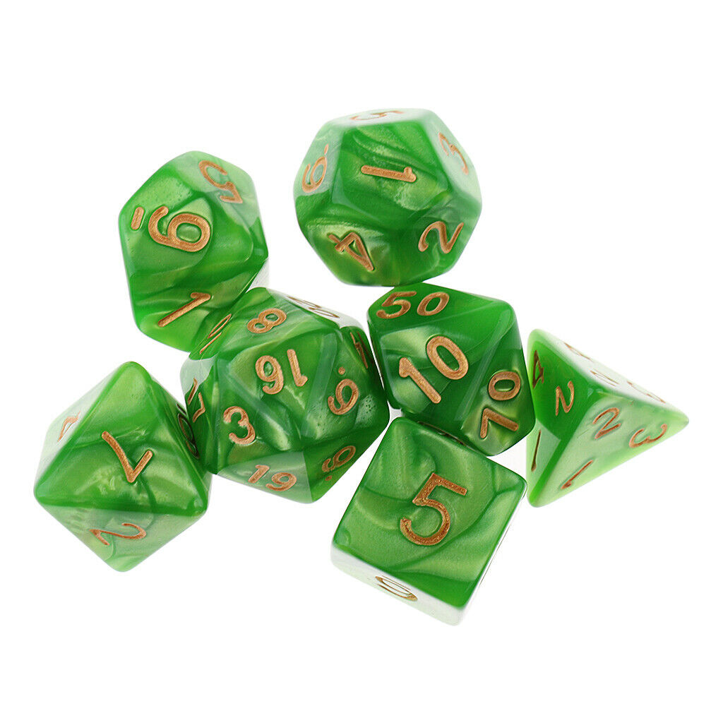 7PCS Polyhedral Dice 16mm for  Dice DND RPG Yellow Green