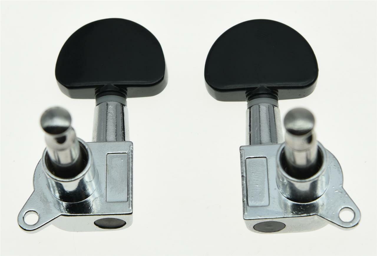 Chrome w/ Black Button Guitar Tuners Tuning Keys for Acoustic or Electric Guitar