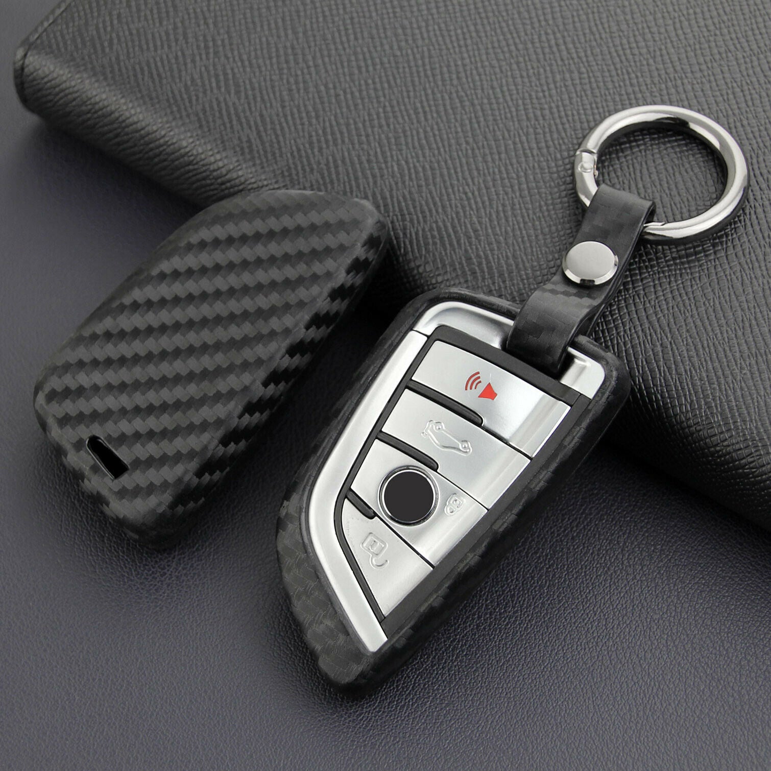 Cover Case Ring Carbon Fiber Key Fob Chain Cover For BMW X1 X2 X3 X4 X5 X6 X7