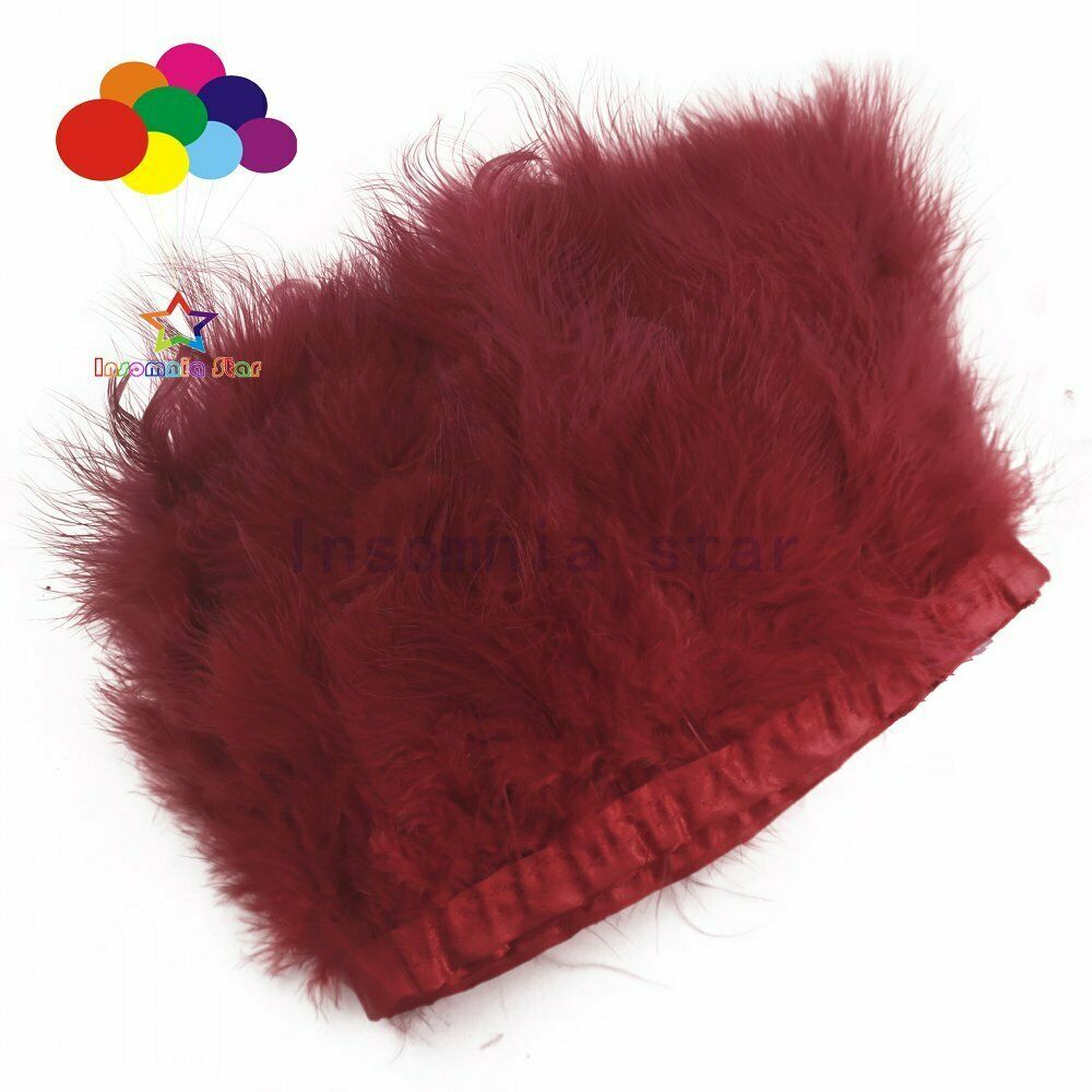 2 Meters 6-7" Turkey Marabou Feather Fringe Trim Decoration DIY Craft Wine red