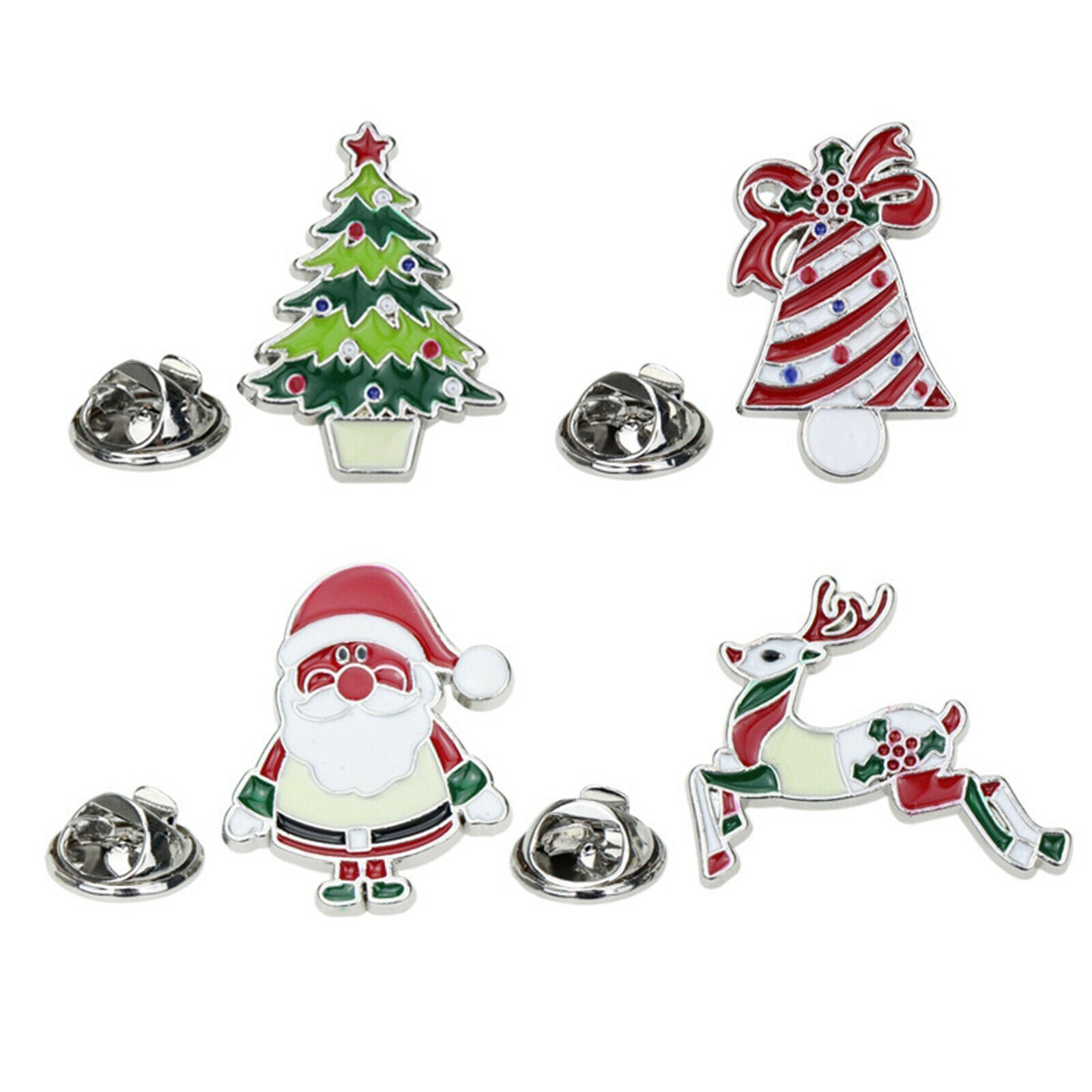 8pcs Cute Cartoon Christmas Brooch Pin Jewelry Gift Snowman Elk Kids Mom