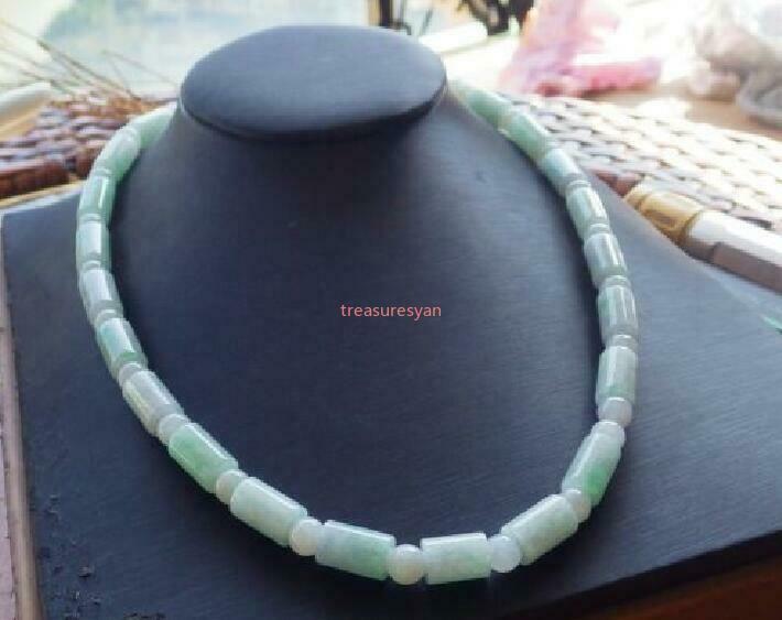 Certified 6x9mm Green Burma A JADE Jadeite Beads Circle Necklace 19 inches
